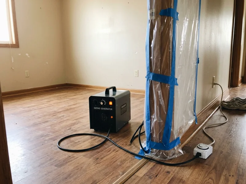 Ozone generator running in a sealed, unoccupied room during chambering